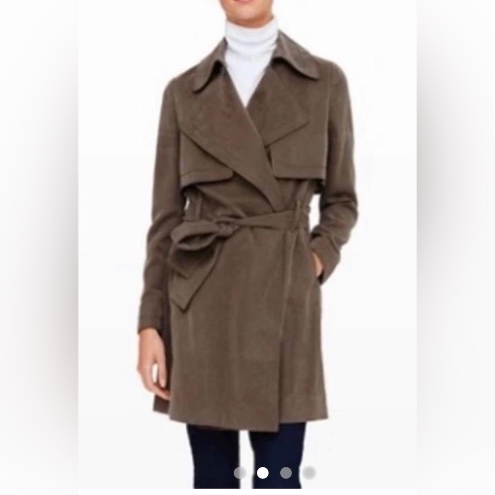 Club Monaco Woman’s Olive Green Drape Trench Coat with Waterfall opening
